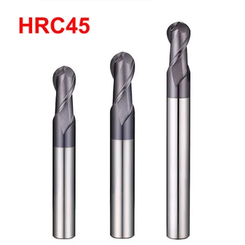 2 Fleita HRC45 Laipsnių Volframo Karbido Plieno Kamuolys Nosies Galo Mills Įrankiai Įtvirtino Apvalus Kampe CNC Frezavimo Cutter Metalo