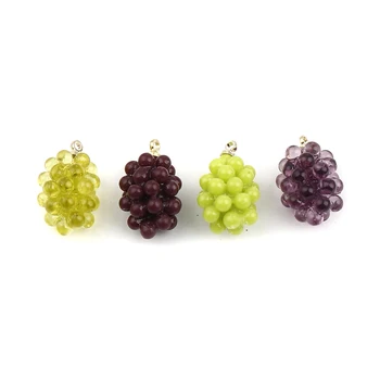 5 Vnt Žalia Violetinė Dervos Vaisių Vynuogių Pakabukai Cinko Lydinio Pagrindu Modeliavimas Vaisių Vynuogių Karolius, Aukso Spalvos 18x11mm, 
