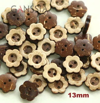 50pcs/partijos Dydžio:13mm Natūralių gėlių formos kokoso sagos Shell mygtuką 
