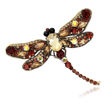 Crystal Derliaus Dragonfly Sages Moterims Didelės Sagės, Segtukai, Cirkonio Broche Vestuvių Aksesuarai, Papuošalai, Aukso Spalvos
