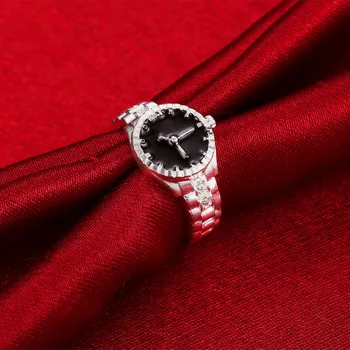 Didmeninė DYDIS 6-10 Gražus gana mados Vestuvių žiedas Šalies Laikrodžių stilius sidabro spalvos moterys crystal Lady Žiedas papuošalai R887