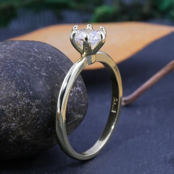 Huitan Pasjansas Klasikinis Vestuvių Žiedai Aukso Spalvos Gėlių Pumpurų Formos Aišku, Kubinis Cirkonis Akmuo, Romantišką Moterų Sužadėtuvių Žiedas