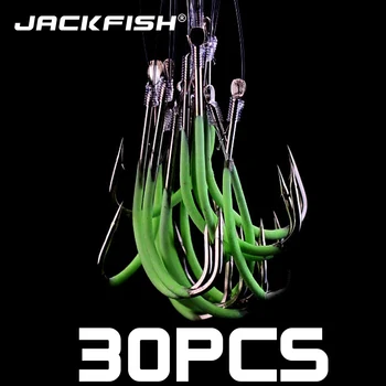 JACKFISH 12-18# 30pcs/Rinkiniai Šviesos Žvejybos Kabliukas su linija Spygliuota Kabliukai, žvejybos Reikmenys Reikmenys Plieno žvejybos Kabliukai Pesca