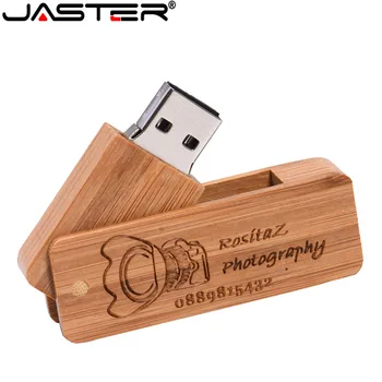 JASTER USB 2.0 asmenybės medinė USB flash drive, kūrybos dovana, medienos u disko bambuko pendrive 4 GB 16GB 32GB 64GB 1PCS nemokama logo