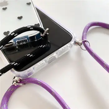 Meilė Širdies Dirželis Smegenų Grandinės Skaidrus Telefono dėklas Skirtas iPhone 12 Mini Pro 11 XS Max XR X 7 8 Plius Kaklo Virvelę Atlikti Pakabinti Atveju