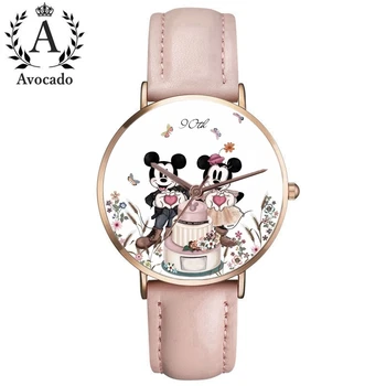 Naujas Zegarki Laikrodžiai Moterims Moteriški Naujų Animacinių Filmų Žiūrėti Rožinė Oda Pelės Kvarcinis Laikrodis