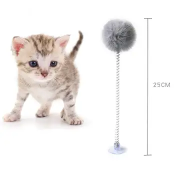 Plastikiniai Kačių Žaislai Plunksnų Funny Cat Pom Pom Kamuolys Pavasario Varpas Pet Products Apačioje Gyvis Elastinga Katės Interaktyvūs Žaislai