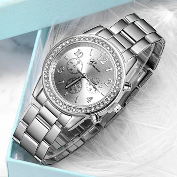 Reloj Mujer 2019 Laikrodžiai Moterims, Klasikinis Ženevos Prabangūs Moteriški Laikrodžiai Moteriški Full Steel Kristalų Relogio Feminino Metalo Laikrodis