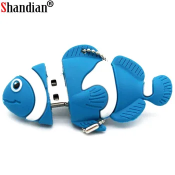 SHANDIAN Mielas Animacinių filmų Klounas USB 2.0 Flash Drive 4GB 8GB 16GB 32GB 64GB 128GB Pen Drives Realių Pajėgumų Memory Stick