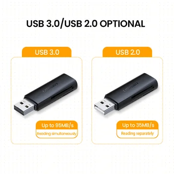 Ugreen Kortelių Skaitytuvą, USB 3.0-2.0 SD Micro SD TF Atminties Kortelė, Adapteris Nešiojamas Reikmenys, Multi Smart Cardreader Kortelių Skaitytuvas