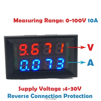 0.28 colių Skaitmeninio DC 4 Bitų DC 100V 10A Voltmeter Ammeter Įtampa Srovės Matuoklis