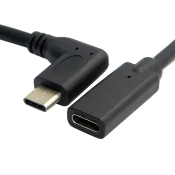 0.3 Metrų Grįžtamasis Dizainas C Tipo USB 3.1 90 laipsnių Male USB-C Moterų Pratęsimo Duomenų Kabelis Extender Laido