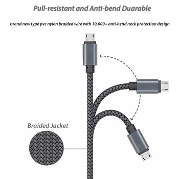 1/2/3 Metrų Micro USB Telefono Kabelį Android Įkroviklio Kabelį Kabel 