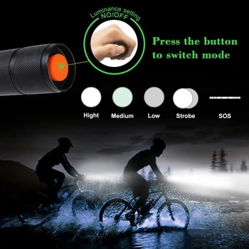 1/2/3-Pack Ultra Ryškus LED Žibintuvėlis T6/L2 vandeniui žibintuvėlis Zoomable žibintuvėlis 5 perjungti režimus, atsparus vandeniui žibintuvėlis šviesos