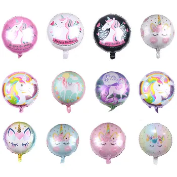 1/2/5vnt 18 colių animacinių filmų vienaragis aliuminio folija kamuolys širdies formos ponis vaivorykštė balionai vaiko gimtadienio dekoravimas kamuolys