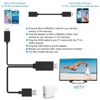 1,8 m Micro USB MHL HDMI suderinamus 5 Pin 11 Pin HD TV Laidą 