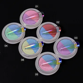 1 Dėžutė Holografinis Neon Tvirtą Nagų Blizgučiai Milteliai Dviejų Spalvų Skaidrus Aurora Pudros Dulkių Nagų Dailės Pigmento, Chromo Apdaila