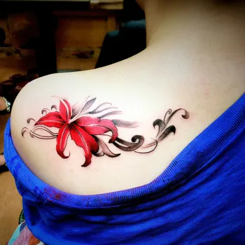 1 PC Mada Moterims Mergina Laikina Tatuiruotė Lipdukas Juodosios Rožės Dizaino Pilnas Gėlių Rankos Body Art Didelis Didelis Netikrą Tatuiruotę Lipdukas