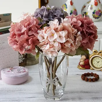 1 pluoštas dirbtinės gėlės hydrangea filialo buveinės vestuvių dekoro rudens šilko plastikinių gėlių aukštos kokybės padirbtų gėlių pigiai