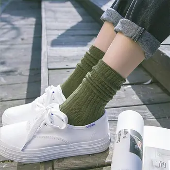 1 Pora Mados Moterų Kojinės Dryžuotas Medvilnės kojinės Lady Retro kojinės Žiemai Moterų Japonijos rudens ir žiemos kojinių medvilnės