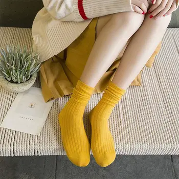 1 Pora Mados Moterų Kojinės Dryžuotas Medvilnės kojinės Lady Retro kojinės Žiemai Moterų Japonijos rudens ir žiemos kojinių medvilnės