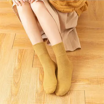 1 pora Rudens/žiemos kojinių vientisos spalvos moterų vamzdis kojinės aukštos Luokou medvilnės šiltas ir kvėpuojantis kojinės
