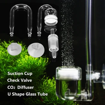 1 Set Akvariumą CO2 Sistema Difuzorius Patikrinkite Vožtuvo Dalys U Formos Stiklinis Vamzdelis Lenkimo Priedas 