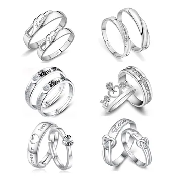 1 Set Parduoti aukščio mėgėjams Paprasta Cirkonis Sužadėtuvių Žiedai Moterims, sidabro Spalvos Vestuvių Žiedai Austrijos Kristalų, Papuošalų