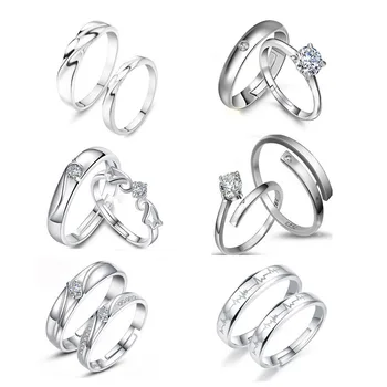1 Set Parduoti aukščio mėgėjams Paprasta Cirkonis Sužadėtuvių Žiedai Moterims, sidabro Spalvos Vestuvių Žiedai Austrijos Kristalų, Papuošalų