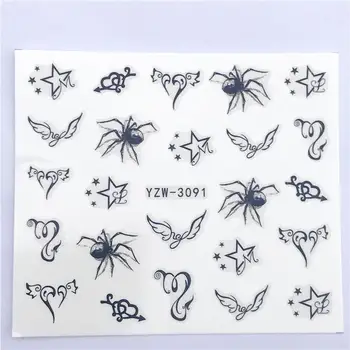 1 VNT Karšto Nagų Lipdukas Juodas Drugelis / Spider Grožio Vandens Perdavimo Stamping Nail Art Patarimai Nagų Dekoro Manikiūro Deka