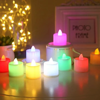 1 VNT Kūrybos LED Žvakė Daugiaspalvis LED Lempos Žvakė Arbata Šviesos Baterija Lempos Modeliavimas Liepsna Mirksi Gimtadienio žvakučių