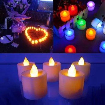 1 VNT Kūrybos LED Žvakė Daugiaspalvis LED Lempos Žvakė Arbata Šviesos Baterija Lempos Modeliavimas Liepsna Mirksi Gimtadienio žvakučių