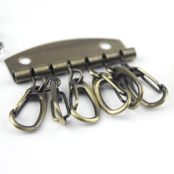 1 x Metalinis raktų pakabukas raktas eilės paketų prižiūrėtojų raktinę organnizer su 6 snap kablys Odinis amatų piniginės klavišą atveju rankinėje, krepšyje aparatūra