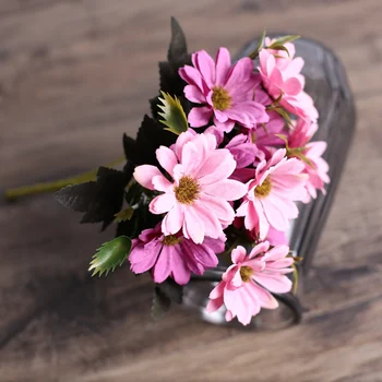1 Šilko pluoštas Gerbera vazos, namų dekoravimo reikmenys vestuvių dekoratyvinių gėlių Nuotakos puokštė medžiagos, dirbtinės gėlės