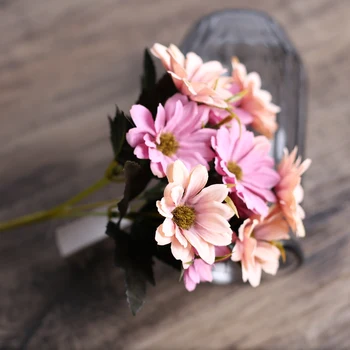 1 Šilko pluoštas Gerbera vazos, namų dekoravimo reikmenys vestuvių dekoratyvinių gėlių Nuotakos puokštė medžiagos, dirbtinės gėlės