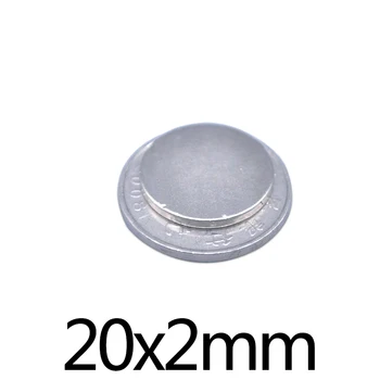 10/30/50/100vnt 20x2 Super Galingas, Stiprus Magnetinis 20mmx2mm Nuolatinis Neodimio Magnetai 20x2mm Apvalus Magnetas 20*2mm