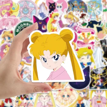 10/50 Vnt/Set Anime Sailor Moon Lipdukas Animacinių filmų Grafiti Vandeniui PVC Lipdukai, Nešiojamas Lagaminas Dviračių Žaislas, Lipdukai Vaikams