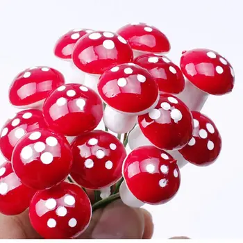10/50pcs Mini Raudona Grybų Sodo Ornamentu Miniatiūrinių Augalų Vazonuose Fėja 