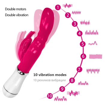 10 Greičio G Spot Vibratorius Klitorio Stimuliatorius Erotika Dildo Vibratorius Dvigubas Varikliai Makšties Masažas Sekso Žaislai Moterims, Poroms