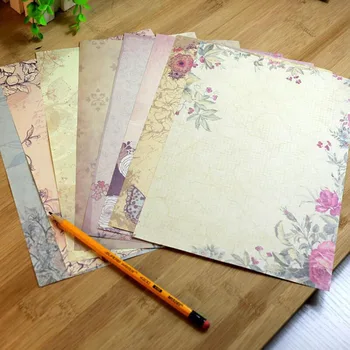 10 Lapų/set Vintage žinučių Rašymo Laiškas Knyga Kūrybos Gėlių Raštas Raštas Padas Studentų Popieriaus Raštą Už Biuro Mokykla