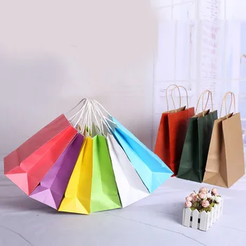 10 Spalvų dovanų popieriaus krepšys su rankenomis spalva tamsiai 21x15x8cm Festivalis dovanų maišelis vestuves/ Aukštos kokybės