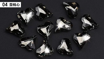 10 vnt nagų dailės širdies deimantų papuošalai 8X9mm nurodė apačioje formos big diamond Persikas Širdies Shap Diamond Nagų Dekoravimo Papuošalai