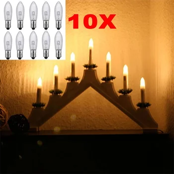 10 Vnt/Pak E10 LED lemputės pakeitimas viršuje žvakė Xmas fairy žibintai lempa 10V-55V AC Šiltai Balta kalėdų papuošalų didmeninė