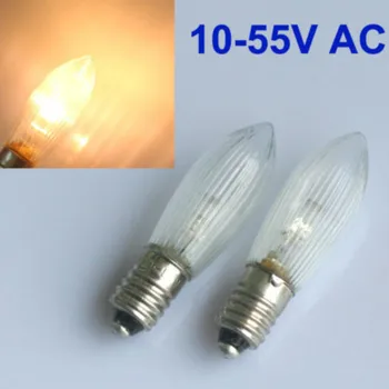 10 Vnt/Pak E10 LED lemputės pakeitimas viršuje žvakė Xmas fairy žibintai lempa 10V-55V AC Šiltai Balta kalėdų papuošalų didmeninė