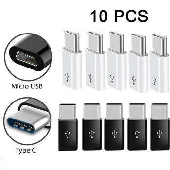 10 Vnt USB 3.1 USB-C C Tipo Male Micro USB Moterų Adapteris Keitiklis 8 Įkroviklio Maitinimo Adapteris Patarimai Jungtis Priedai