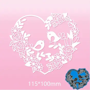 100*115mm širdies gėlių, paukščių naujos Metalo Pjovimo Miršta kortele 