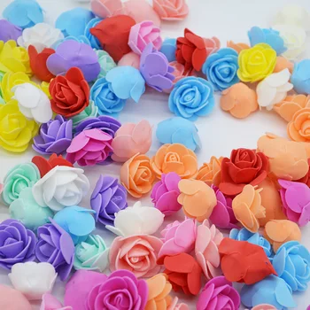 100vnt 3cm Mini Dirbtinių Gėlių Galvos Netikrą Putų Spalvotų Rose Vestuvių Dekoravimas 
