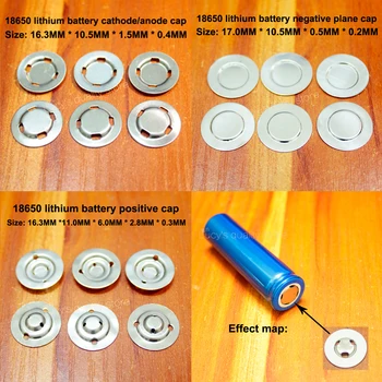 100vnt/daug 18650 ličio baterijos dangtelis patarimas gali būti vietoje, suvirinti dangtelis nerūdijančio plieno teigiamą polių neigiamas baterijos priedai