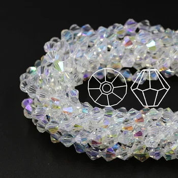 100vnt/daug čekų Stiklas 4mm Bicone Crystal Briaunoti Karoliukai Kinija Juvelyriniai dirbiniai Didmeninė Amatų Medžiagų Tiekėjas Rankdarbiams Priedai