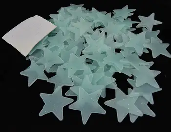 100vnt/maišas 3cm Šviesos Žvaigždė Lipdukai Švyti Tamsoje Žaislai, Miegamojo Sofa-lova, Fluorescencinio Dažymo Žaislas PVC Lipdukai, Vaikų Kambarys